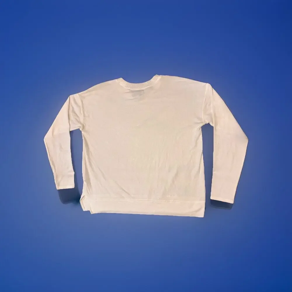 Lucky Brand Cream Lightweight Sweater Womens Medium Minimalist Long Sleeve‎